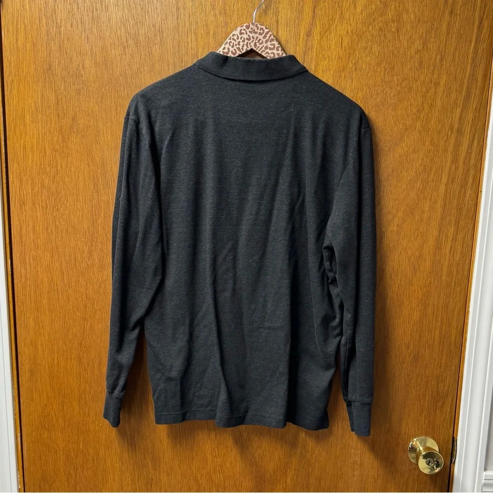 Polo Ralph Lauren Mens Long Sleeve Henley Shirt Black Marl Heather Large